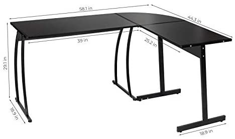 GreenForest L Shaped Gaming Desk 58.1 inch Home Corner Office Desk Writing Studying Computer Table PC Workstation for Home Office Bedroom, Black - Image 9
