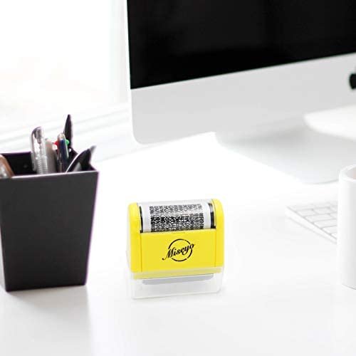 Miseyo Wide Identity Theft Protection Roller Stamp Set - Yellow (3 Refill Ink Included) - Image 7