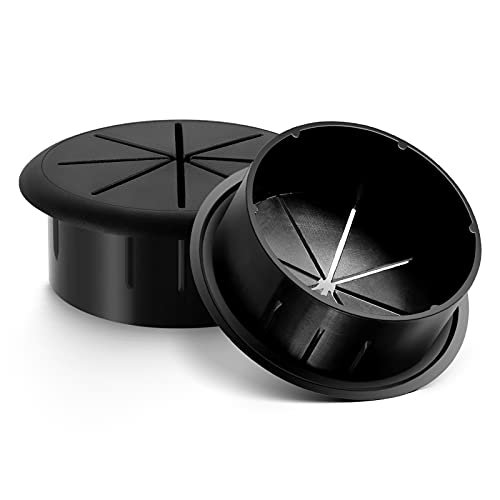 HYCC 2 Pack 2 Inch Flexible Desk Grommet,Organize Wires and Cables on Office Equipment, Computer Components, Entertainment Systems Effectively - Color: Black - Image 3
