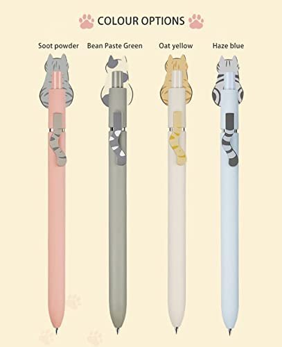 4PCS Cute Cat Press 0.5 Cute Student Office Gel Pen Quick-Drying Neutral Pen Retractable Gel Ink Black Pen Rollerball Pens for Cat Lovers Kids Stationery School Office Supplies - Image 3