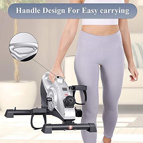 Under Desk Bike Pedal Exerciser, 16 Levels Resistance Magnetic Exercise Bike LCD Monitor for Arm Leg Body Workout at Home & Office for Elderly Recovery & Exercise (Resistance Bands Included) - Image 10