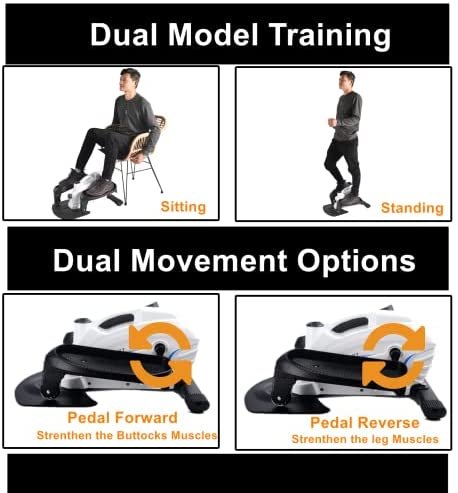 GREARDEN Under Desk Elliptical Machine, Mini Cycle Exercise Bike, Desk Elliptical Machine Trainer with Non-Slip Pedal, Display Monitor & Adjustable Resistance for Home Office Workout Compact Trainer - Image 5