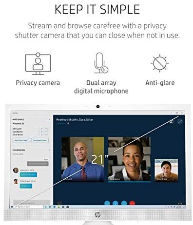 HP 21 All-in-One PC, Intel Pentium Silver J5040 Quad-Core Processor, 4 GB RAM, 128 GB SSD Storage, 20.7-inch Full HD Display, Windows 10 Home with Enhanced Security, Privacy Camera (21-b0020, 2020) - Image 5