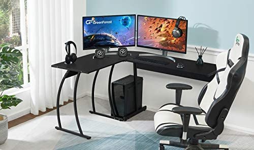 GreenForest L Shaped Gaming Desk 58.1 inch Home Corner Office Desk Writing Studying Computer Table PC Workstation for Home Office Bedroom, Black - Image 10