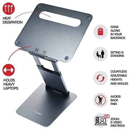Ergonomic Laptop stand for desk, Adjustable height up to 20", Laptop riser computer stand for laptop, Portable laptop stands, Fits MacBook, Laptops 10 15 17 inches, Laptop holder and Laptop desk stand - Image 6
