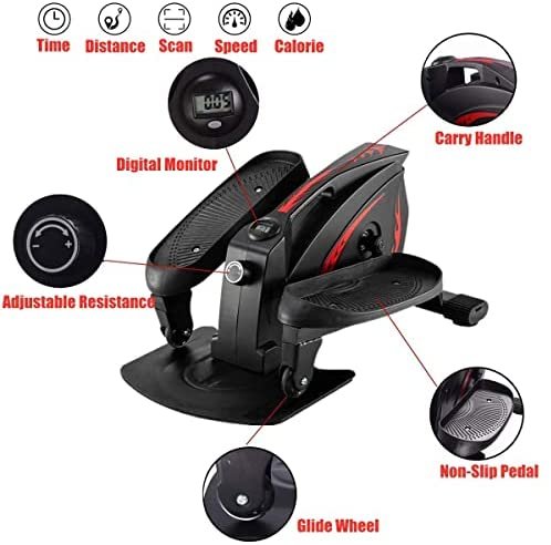 PCAFRS Mini Elliptical Machine Under Desk Elliptical Bike Display Monitor and Adjustable Resistance Whisper Quiet Mini Seated Exercise Equipment for Home Office Workout - Image 4