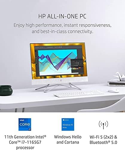 HP All-in-One 27" FHD Micro-Edge Touchscreen PC, 11th Gen Quad-Core i7-1165G7 up to 4.7GHz, 16GB RAM, 512GB PCIe SSD+1TB HDD, HDMI, RJ45, WiFi, Media Card Reader, M-ytrix HDMI Cable, Win 10 (Renewed) - Image 2