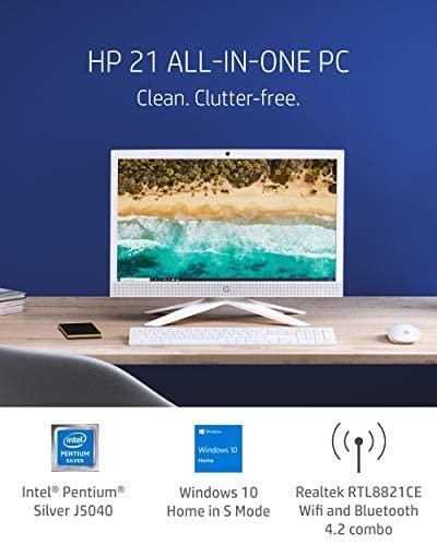 HP 21 All-in-One PC, Intel Pentium Silver J5040 Quad-Core Processor, 4 GB RAM, 128 GB SSD Storage, 20.7-inch Full HD Display, Windows 10 Home with Enhanced Security, Privacy Camera (21-b0020, 2020) - Image 3