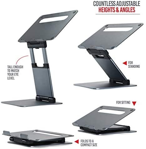 Ergonomic Laptop stand for desk, Adjustable height up to 20", Laptop riser computer stand for laptop, Portable laptop stands, Fits MacBook, Laptops 10 15 17 inches, Laptop holder and Laptop desk stand - Image 4
