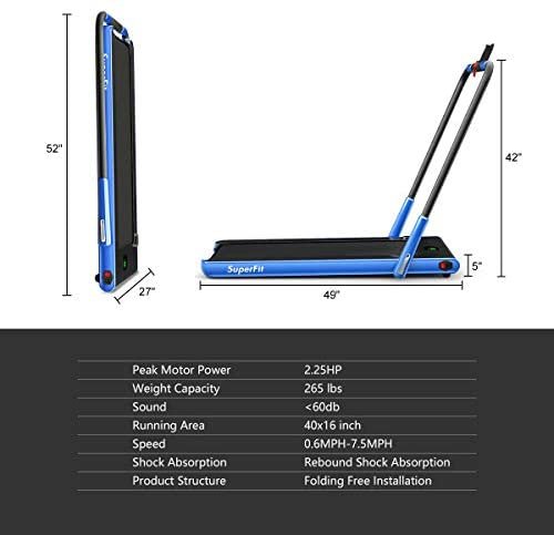 GYMAX Folding Treadmill, 2 in 1 Under Desk Electric Running Machine with Blue Tooth & LED Screen, Portable Walking Machine for Home, Office, Gym - Image 8