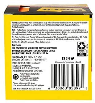 Post-it Super Sticky Notes, Assorted Bright Colors, 3 in x 3 in, 15 Pads/Pack, 45 Sheets/Pad, 2x the Sticking Power, Recyclable (654-15SSCP), Multi-color - Image 6
