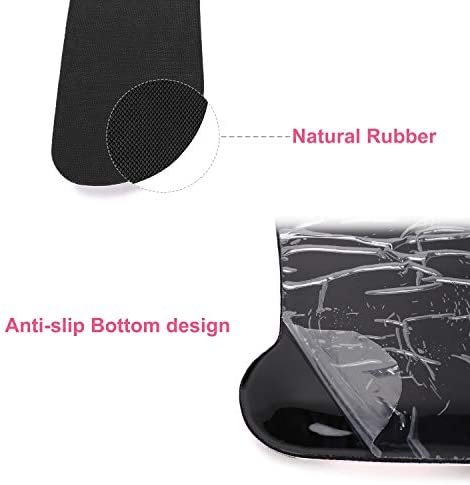 MOSISO Wrist Rest Support for Mouse Pad & Keyboard Set, Peony Ergonomic Mousepad Non-Slip Base Home/Office Pain Relief & Easy Typing Cushion with Neoprene Cloth & Raised Memory Foam, Black - Image 5