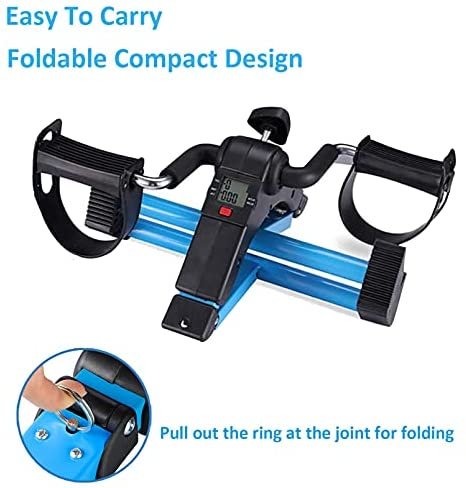 VUYUYU Under Desk Bike Pedal Exerciser, Foldable Mini Exercise Bike with Monitor Display, Arm and Leg Peddler Exerciser, Office and Home Exercise Equipment (Blue) - Image 7