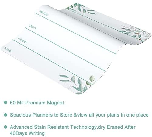 2 Pieces Magnetic Weekly Dry Erase Boards Erasable Weekly Calendars Whiteboard Planners with 2 Pieces Markers for Office, Home, School Supplies (Leaf Style) - Image 6