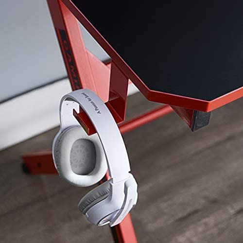 JJS 48" Home Office Gaming Computer Desk, R Shaped Large Gamer Workstation PC Table with Cup Holder Headphone Hook Free Mouse pad, Black/Red - Image 8
