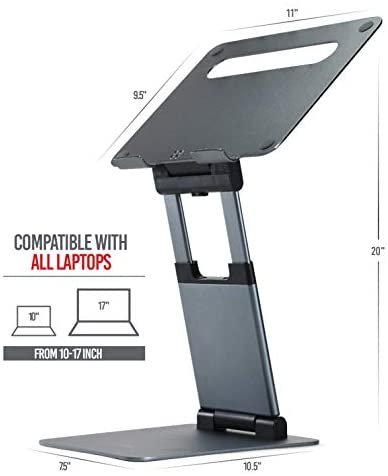 Ergonomic Laptop stand for desk, Adjustable height up to 20", Laptop riser computer stand for laptop, Portable laptop stands, Fits MacBook, Laptops 10 15 17 inches, Laptop holder and Laptop desk stand - Image 5
