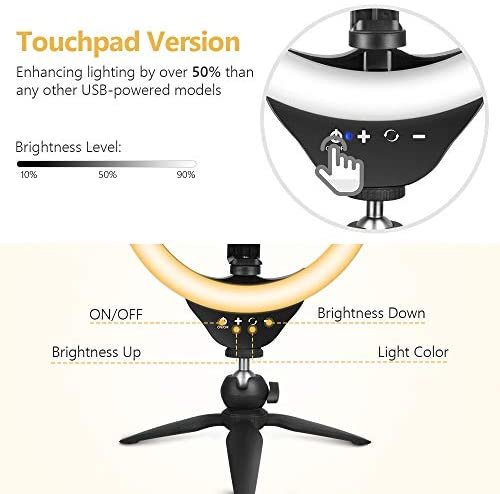 UBeesize 10" Selfie Ring Light with Tripod Stand & Cell Phone Holder, Dimmable Desktop LED Circle Light for Live Streaming/Makeup/YouTube/TIK Tok, Compatible with iOS and Android Phones - Image 5