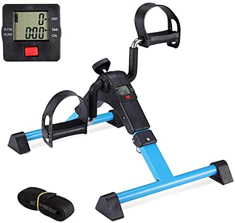 VUYUYU Under Desk Bike Pedal Exerciser, Foldable Mini Exercise Bike with Monitor Display, Arm and Leg Peddler Exerciser, Office and Home Exercise Equipment (Blue) - Image 2