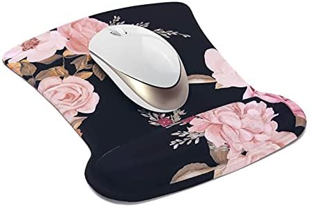 MOSISO Wrist Rest Support for Mouse Pad & Keyboard Set, Peony Ergonomic Mousepad Non-Slip Base Home/Office Pain Relief & Easy Typing Cushion with Neoprene Cloth & Raised Memory Foam, Black - Image 7