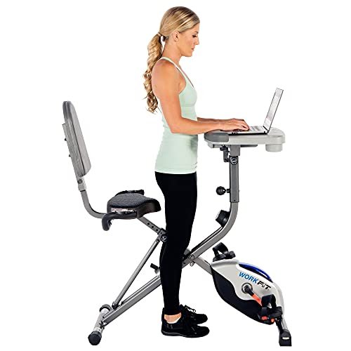 Exerpeutic ExerWorK 1000 Fully Adjustable Desk Folding Exercise Bike with Pulse - Image 3