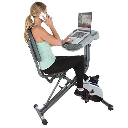Exerpeutic ExerWorK 1000 Fully Adjustable Desk Folding Exercise Bike with Pulse - Image 2