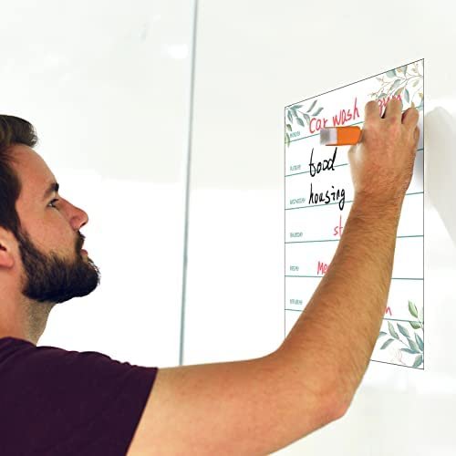 2 Pieces Magnetic Weekly Dry Erase Boards Erasable Weekly Calendars Whiteboard Planners with 2 Pieces Markers for Office, Home, School Supplies (Leaf Style) - Image 4