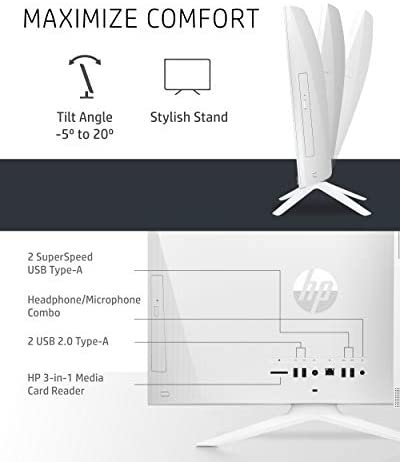 HP 21 All-in-One PC, Intel Pentium Silver J5040 Quad-Core Processor, 4 GB RAM, 128 GB SSD Storage, 20.7-inch Full HD Display, Windows 10 Home with Enhanced Security, Privacy Camera (21-b0020, 2020) - Image 7