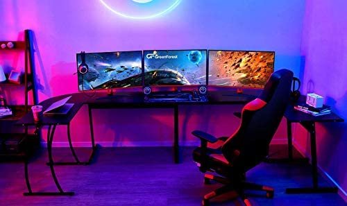GreenForest L Shaped Gaming Desk 58.1 inch Home Corner Office Desk Writing Studying Computer Table PC Workstation for Home Office Bedroom, Black - Image 3
