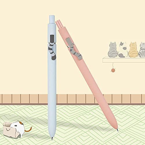 4PCS Cute Cat Press 0.5 Cute Student Office Gel Pen Quick-Drying Neutral Pen Retractable Gel Ink Black Pen Rollerball Pens for Cat Lovers Kids Stationery School Office Supplies - Image 7