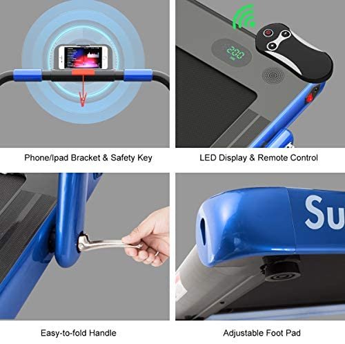 GYMAX Folding Treadmill, 2 in 1 Under Desk Electric Running Machine with Blue Tooth & LED Screen, Portable Walking Machine for Home, Office, Gym - Image 6