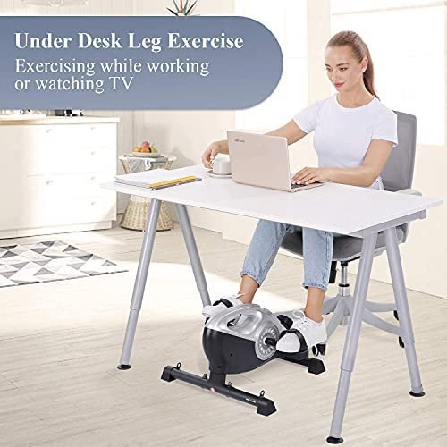 Under Desk Bike Pedal Exerciser, 16 Levels Resistance Magnetic Exercise Bike LCD Monitor for Arm Leg Body Workout at Home & Office for Elderly Recovery & Exercise (Resistance Bands Included) - Image 5
