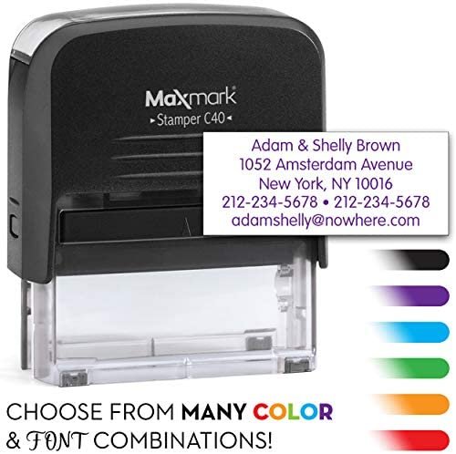 MaxMark Five Line Self Inking Stamp - 7/8" x 2-3/8" - Customize Online, Many Font and Color Choices - Image 2