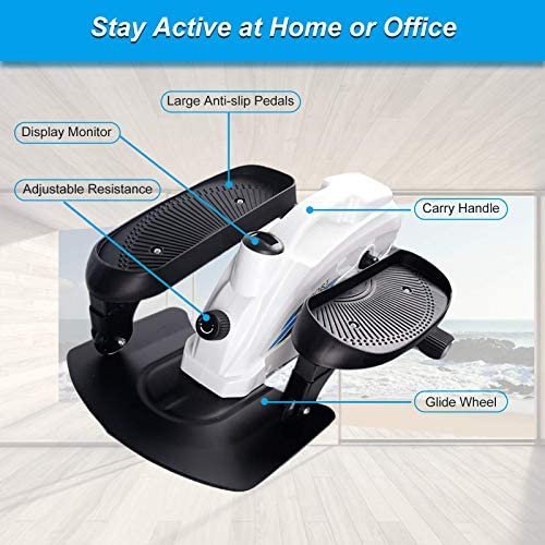 GREARDEN Under Desk Elliptical Machine, Mini Cycle Exercise Bike, Desk Elliptical Machine Trainer with Non-Slip Pedal, Display Monitor & Adjustable Resistance for Home Office Workout Compact Trainer - Image 7