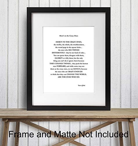 Steve Jobs Motivational Quote, Art Print, Home Decor - Inspirational Apple Wall Art Poster - Unique Room Decorations for Office, Den - Gift for Entrepreneur, Disruptor, Boss - 8x10 Photo Unframed - Image 2