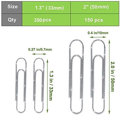 Paper Clips NonSkid, Medium and Jumbo Paper Clips (1.3 inch & 2.0 inch), Durable & Rustproof, Coated Paper Clip Great for Office School and Personal Use - Image 3