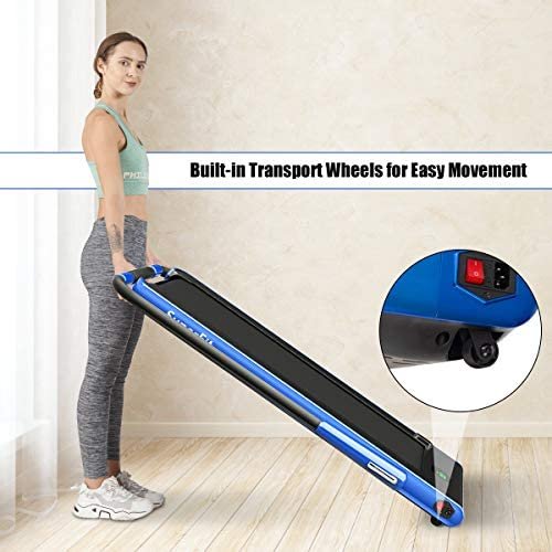 GYMAX Folding Treadmill, 2 in 1 Under Desk Electric Running Machine with Blue Tooth & LED Screen, Portable Walking Machine for Home, Office, Gym - Image 10