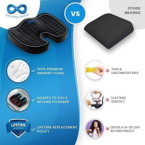 Everlasting Comfort Office Chair Seat Cushion Pillow for Back, Coccyx, & Tailbone Pain Relief Pad - Image 3