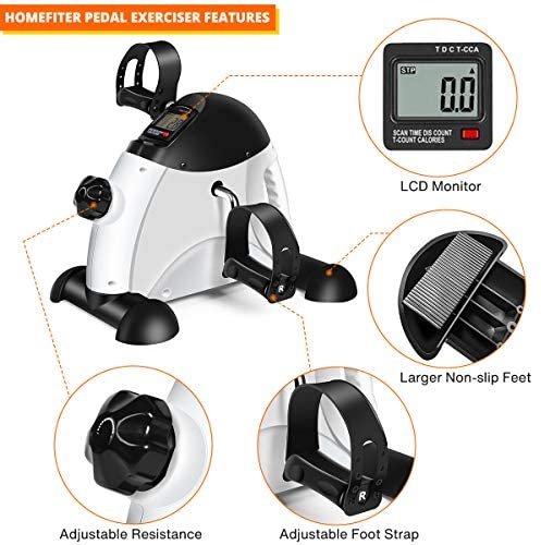 Mini Exercise Bike Under Desk Bike Pedal Exerciser Portable Foot Arm & Leg Peddler Cycle Machine with LCD Screen Displays - Image 4