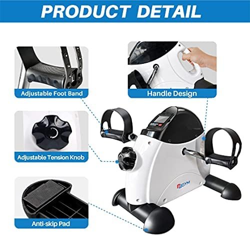 Upgraded Pedal Exerciser Heavy-duty Metal Flywheel Under Desk Bike with LCD Display, Mini Stationary Bikes for Home Office Workout, Leg and Arm Training - Image 7