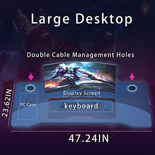 Gaming Desk 47 Inch Home Office Computer Table Racing Style Office Table Gamer PC Workstation Game Station - Image 3