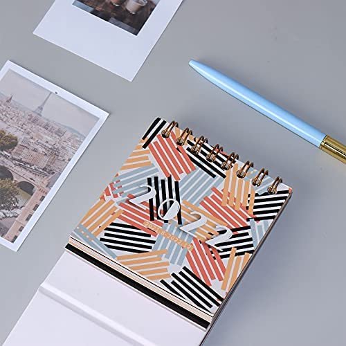 2 PCS Portable Mini Desk Calendars from Aug 2021 - Dec 2022, Mini 3" x 3.95" Standing Flip Desktop Calendar with Vintage Gold Coil for Home Office & School Supplies - Image 8