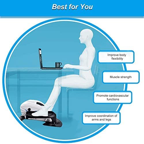 GREARDEN Under Desk Elliptical Machine, Mini Cycle Exercise Bike, Desk Elliptical Machine Trainer with Non-Slip Pedal, Display Monitor & Adjustable Resistance for Home Office Workout Compact Trainer - Image 8