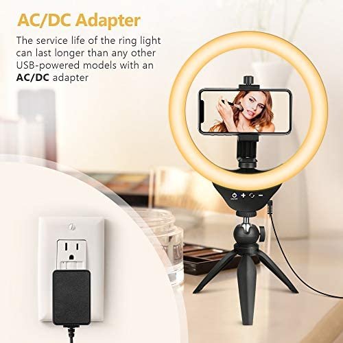 UBeesize 10" Selfie Ring Light with Tripod Stand & Cell Phone Holder, Dimmable Desktop LED Circle Light for Live Streaming/Makeup/YouTube/TIK Tok, Compatible with iOS and Android Phones - Image 7