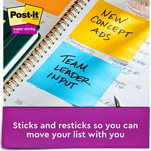 Post-it Super Sticky Notes, 3x3 in, 24 Pads, 2x the Sticking Power, Rio de Janeiro Collection, Bright Colors (Orange, Pink, Blue, Green), Recyclable (654-24SSAU-CP) - Image 8