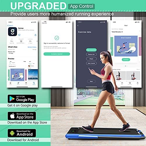 GYMAX Folding Treadmill, 2 in 1 Under Desk Electric Running Machine with Blue Tooth & LED Screen, Portable Walking Machine for Home, Office, Gym - Image 3