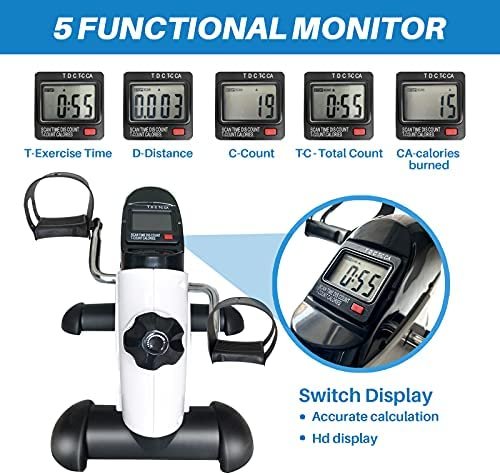 Upgraded Pedal Exerciser Heavy-duty Metal Flywheel Under Desk Bike with LCD Display, Mini Stationary Bikes for Home Office Workout, Leg and Arm Training - Image 4