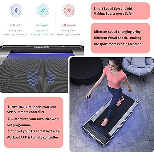 RHYTHM FUN Treadmill Under Desk Treadmill 2-in-1 Folding Running Walking Treadmill with Foldable Handtrail and Speed Sensor Light Slim Mini Quiet Treadmill with Smart Remote Workout App forHome/Office - Image 5