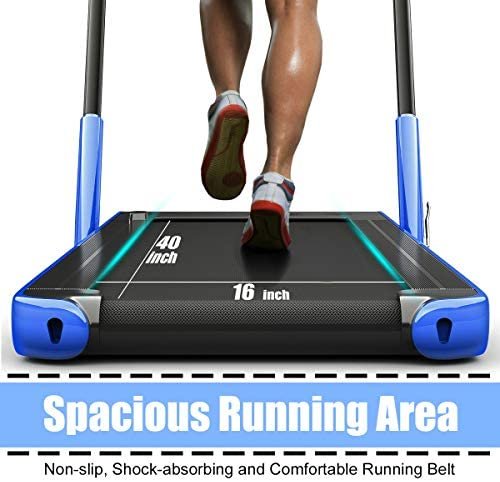GYMAX Folding Treadmill, 2 in 1 Under Desk Electric Running Machine with Blue Tooth & LED Screen, Portable Walking Machine for Home, Office, Gym - Image 4