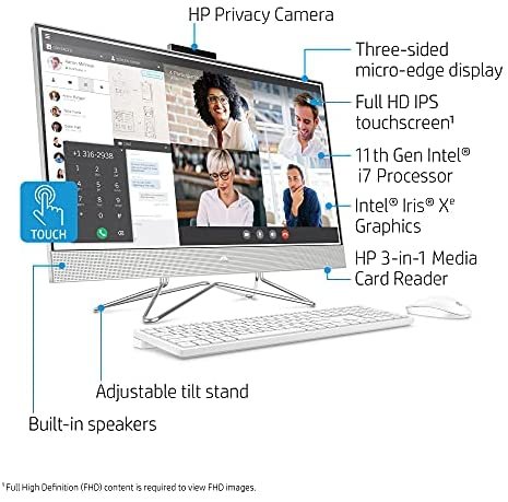 HP Pavilion 27 AIO 27" FHD Touchscreen All in One Desktop Computer, Intel Quad-Core i7 1165G7 up to 3.7GHz, 32GB DDR4 RAM, 1TB HDD + 1TB PCIe SSD, 1080p Camera, Windows 10, BROAGE 64GB Flash Stylus - Image 4