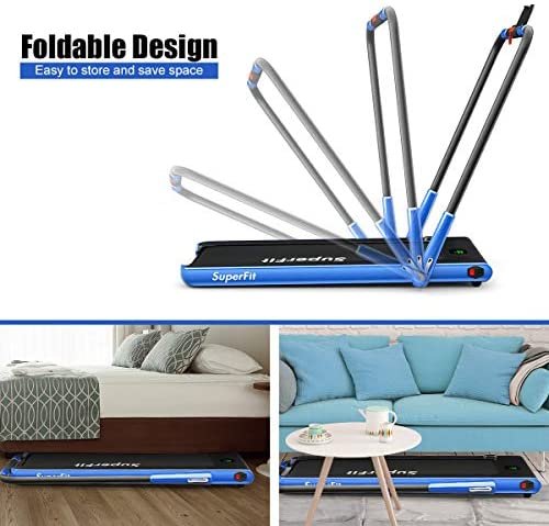 GYMAX Folding Treadmill, 2 in 1 Under Desk Electric Running Machine with Blue Tooth & LED Screen, Portable Walking Machine for Home, Office, Gym - Image 5